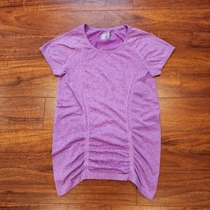 Athleta Fastest Track Purple Short Sleeve Ruched Top Women's Size M